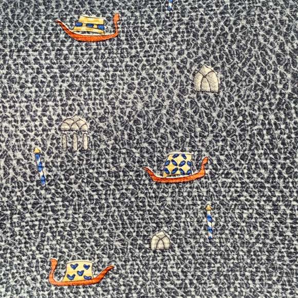 BULGARI Blue Orange White Seascape Silk Tie - Picture 2 of 5